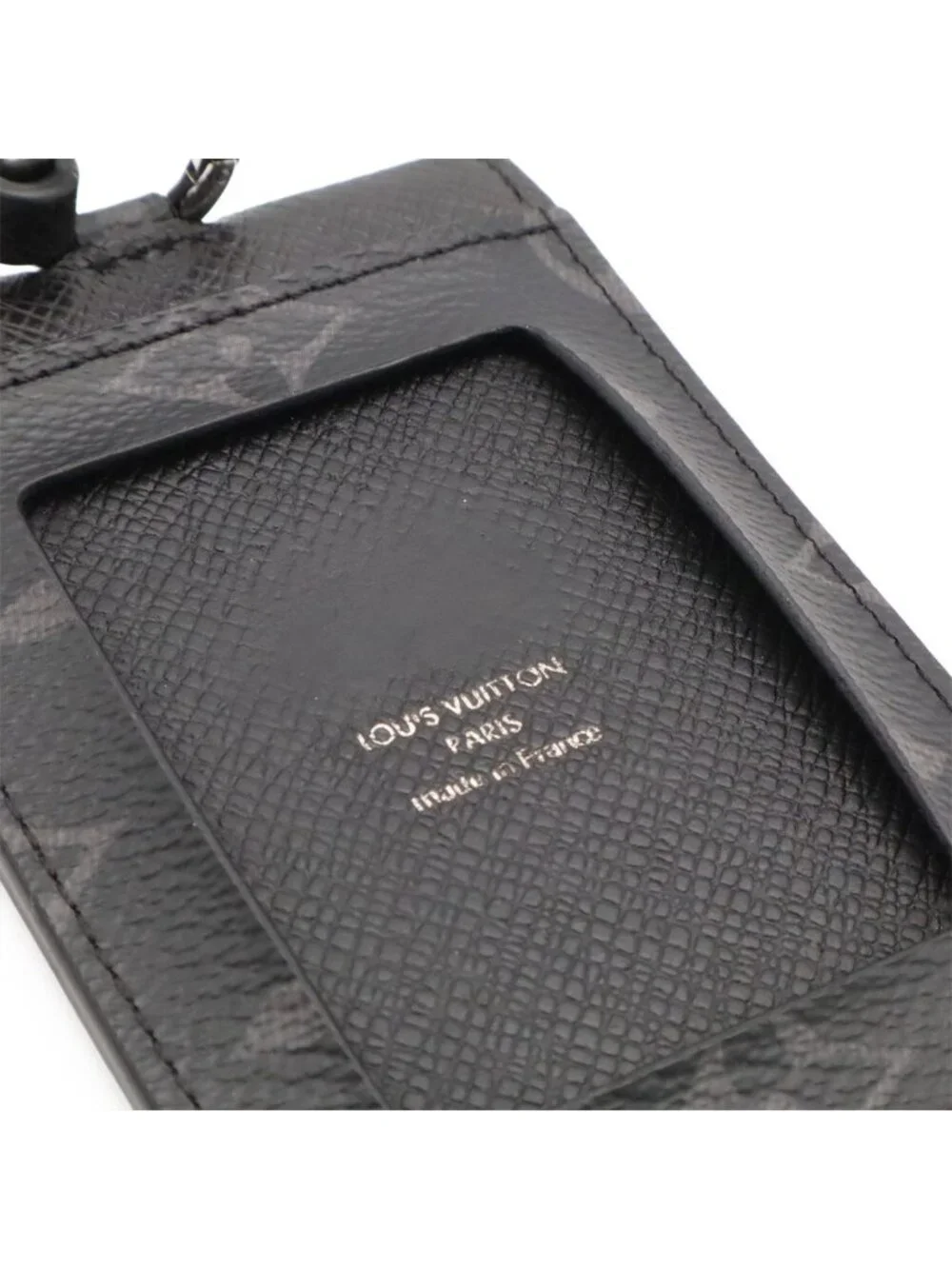 Louis Vuitton Monogram Eclipse Card Folder Holder Slot Pass Case with Neck Strap